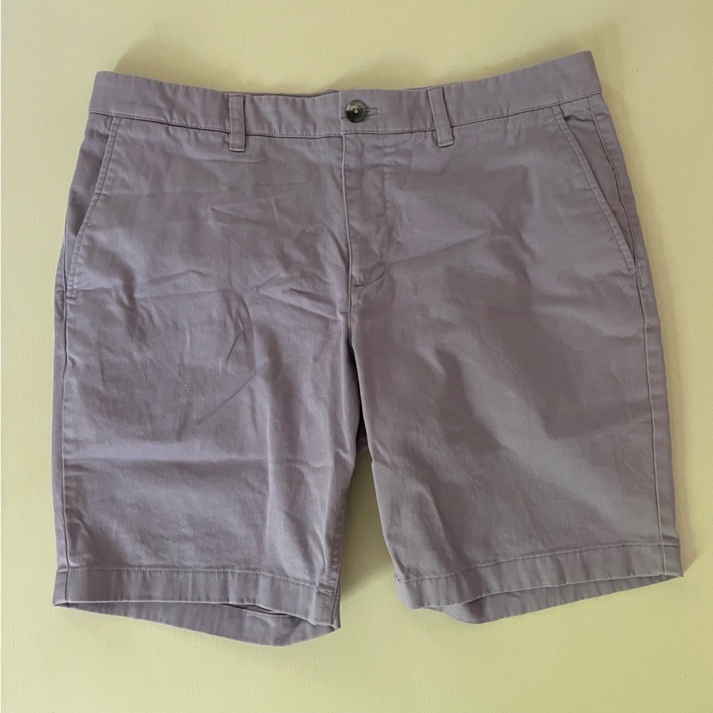 Hawker Rye Mens Chino Shorts 35x9 Purple Cotton Stretch Flat Front Casual Summer